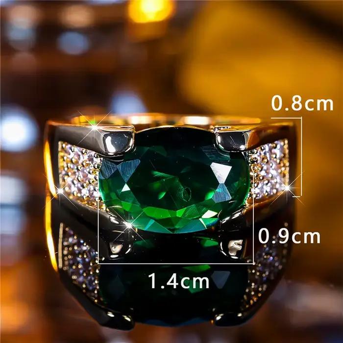 Bague en pierre de Zircon vert pour hommes et femmes