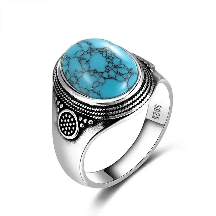 Bagues ovales Turquoise naturelles 10x14MM