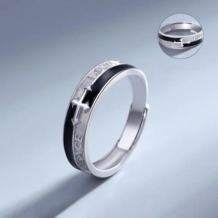 Bague croisée réglable en acier inoxydable pour hommes et femmes style punk et classique occasionnels et quotidiennes