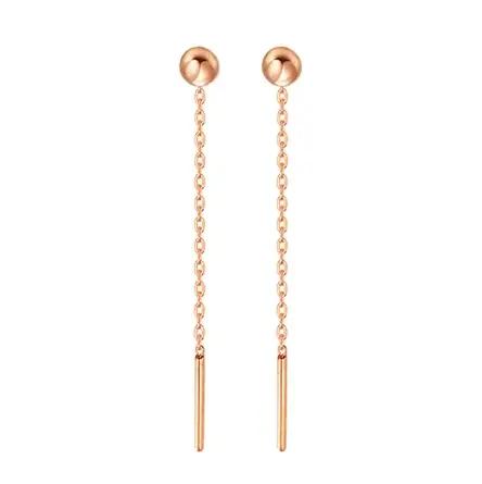 Boucles d'oreilles longues boule en or 18 carats pour femmes
