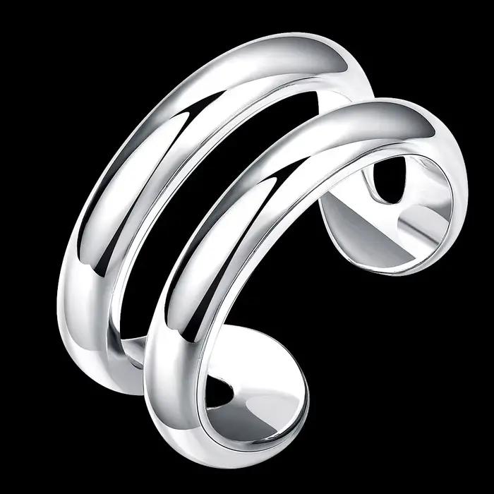 Bague de fiançailles ouverte en argent sterling 925 pour femmes et hommes
