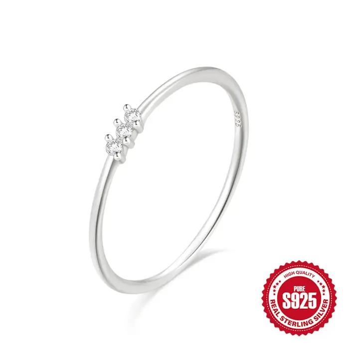 Bague minimaliste en argent regardé S925 pour femme