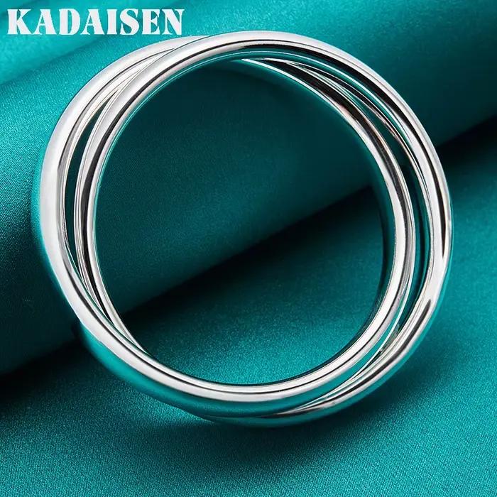 Bracelet double anneau rond argent sterling 925 pour femmes mariage fiançailles occasions spéciales