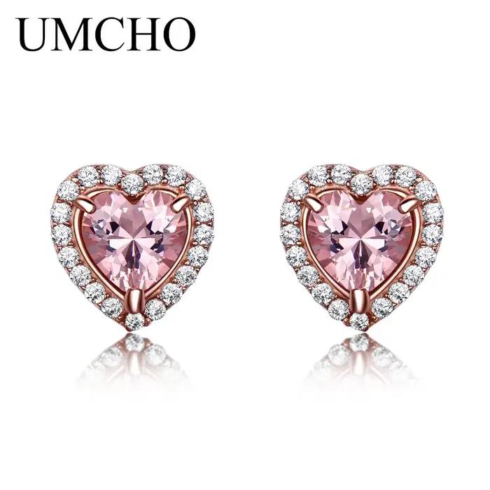 Boucles d'oreilles roses plaquées or Rose, en argent Sterling 925, pour femmes, fiançailles, anniver