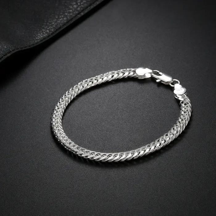 Bracelets en argent Sterling 925 pour femmes et hommes, couleur or 18 carats, chaîne géométrique de
