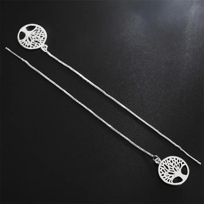 Boucles d'oreilles arbre de vie creux en argent Sterling 925 pour femmes