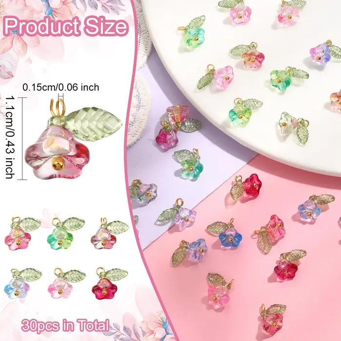 30 pièces 6 couleurs pendentifs perles fleur avec résultats dorés breloques pour femmes collier Bracelet boucles d'oreilles fabrication de bijoux à bricoler soi-même
