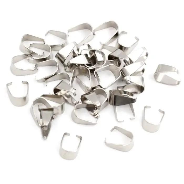 100 pièces En Acier Inoxydable Plaqué Or Pendentif Pincée Bail Fermoirs Collier Crochets Clips Conne