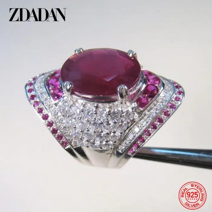ZDADAN – bague en argent Sterling 925 avec rubis pour femmes