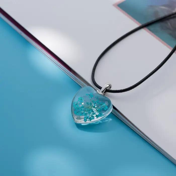 Pendentif en verre de coeur de pêche d'amoureux pour les femmes
