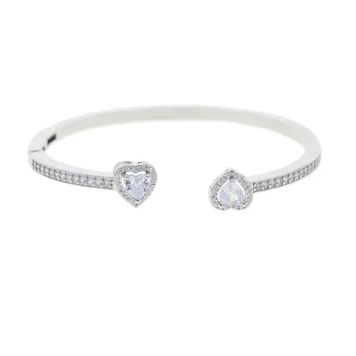 Bracelet en forme de cœur ouvert pour femmes avec zircone AAA plaqué platine fonction tracker de sommeil et d'humeur bijou de luxe occasions spéciales
