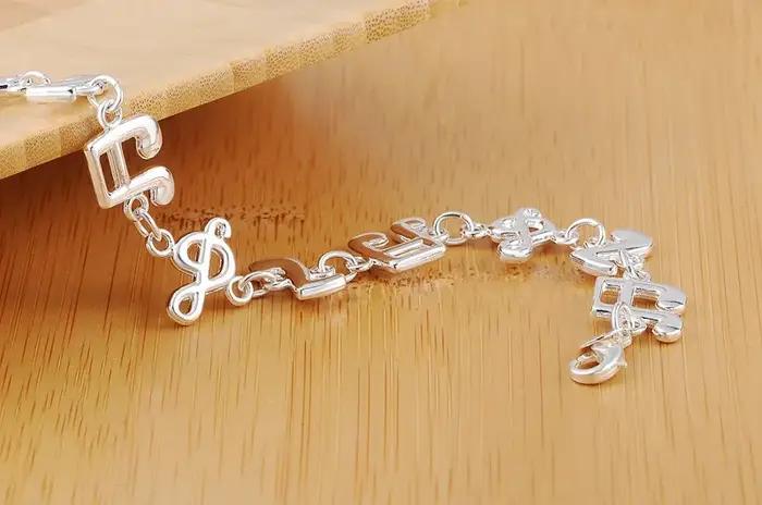 Chaîne de notes musicales fines en argent Sterling 925