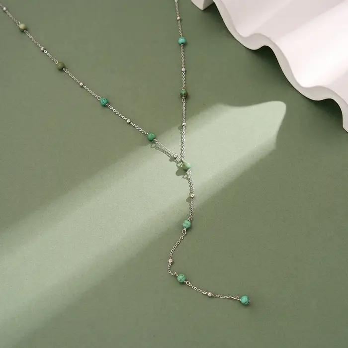 KISS MANDY – collier en forme de Y en turquoise naturelle