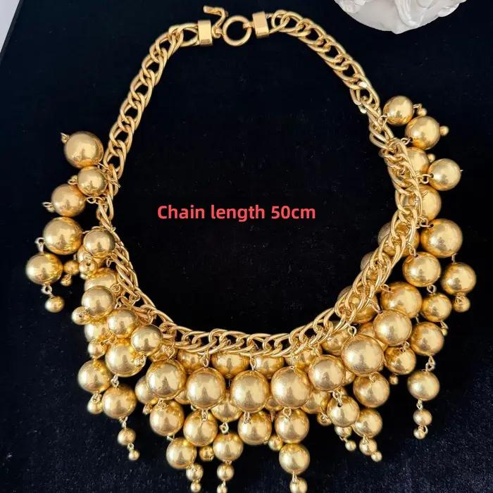 Collier, bracelet et bague rétro en laiton doré mat