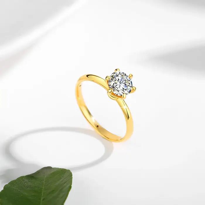 Bagues Moissanite en or véritable 18K pour femmes