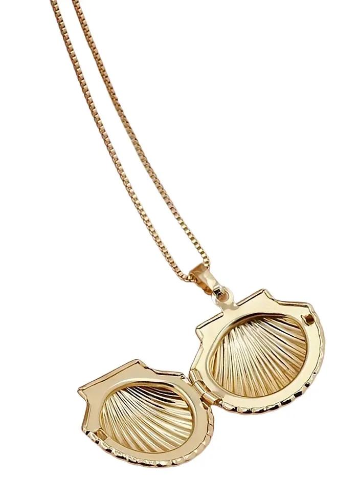 Collier pour femme à la mode de style bohème avec un pendentif en forme de coquillage qui peut être ouvert