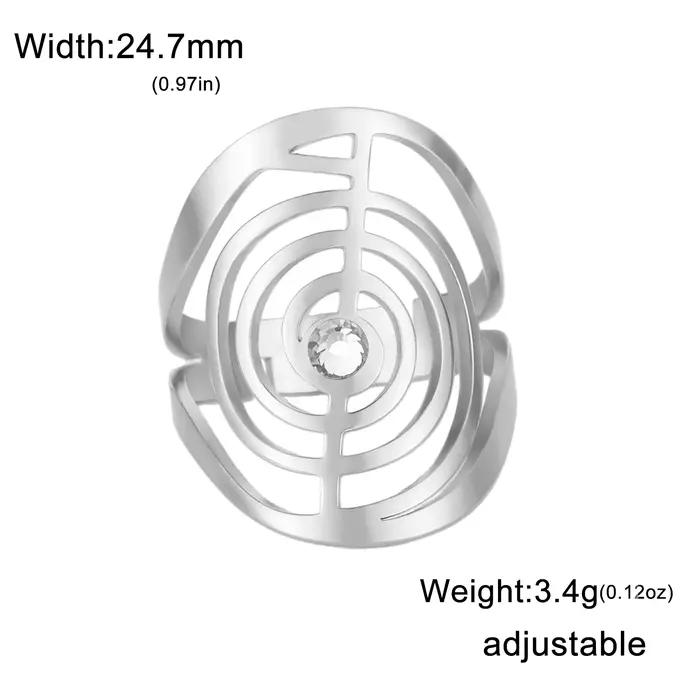 Bague Skyrim ChoKuRei avec zircon en acier inoxydable pour femme, anneaux ouverts ajustables, symbol