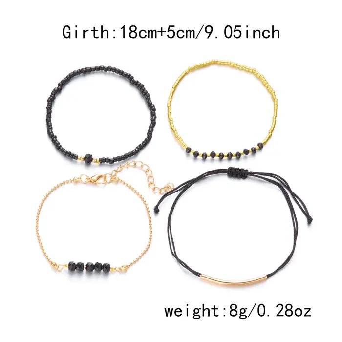 Bracelet de perles de cristal noir fait à la main pour femmes