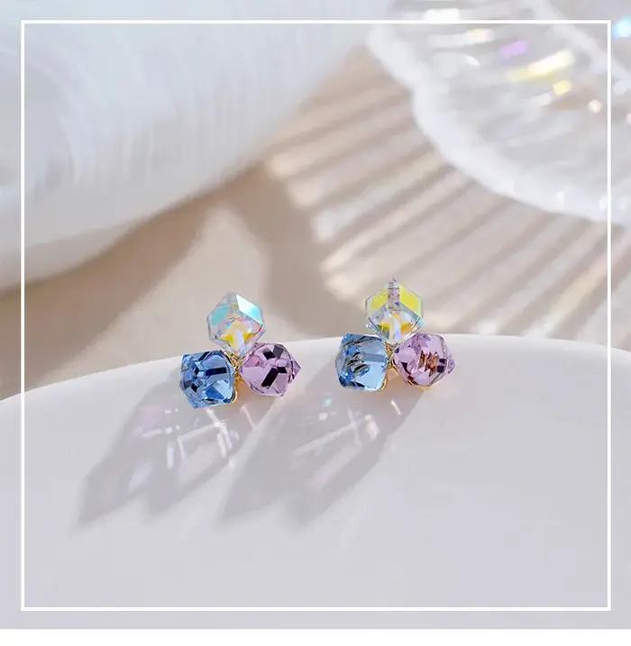 Boucles d'Oreilles Délicates en Clip, Boîte Géométrique, Élégantes, pour Femme