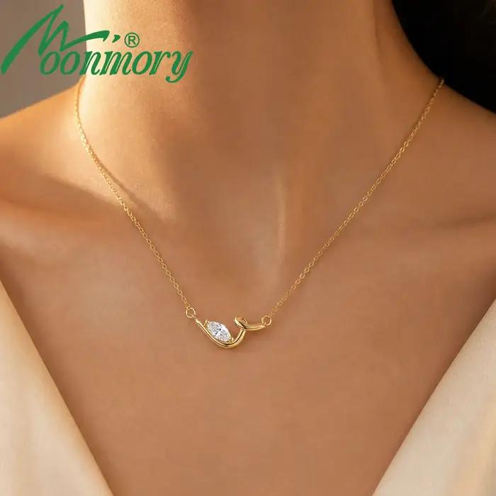 Moonmory – collier avec pendentif en laiton et zircon scintillant 5A