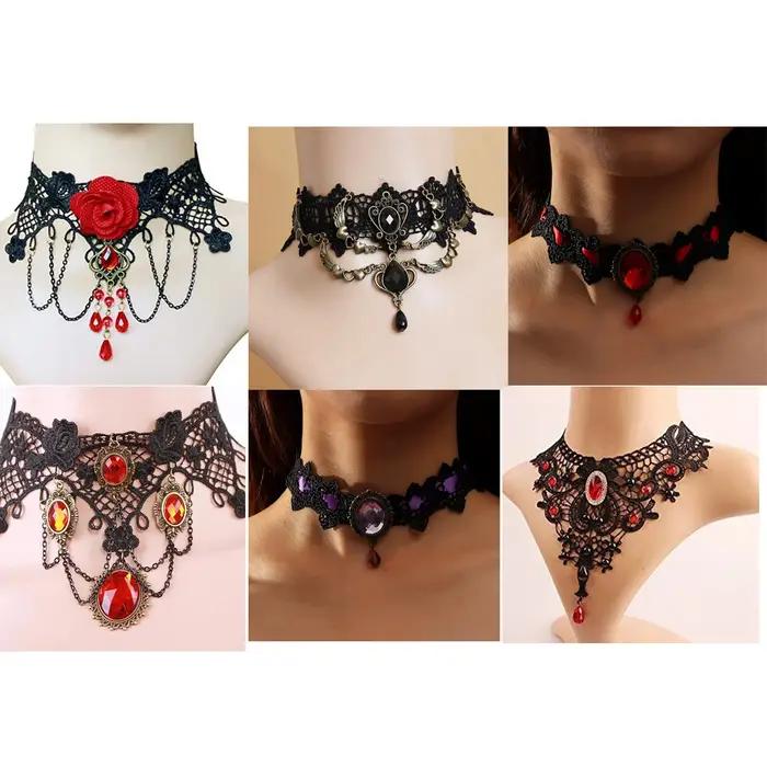 Dame Sautoirs Court Gothique Femmes Cou Bijoux Accessoire Fille Dentelle
