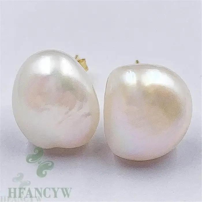 Boucles d'Oreilles en Perles Baroques Blanches de 11 à 12mm