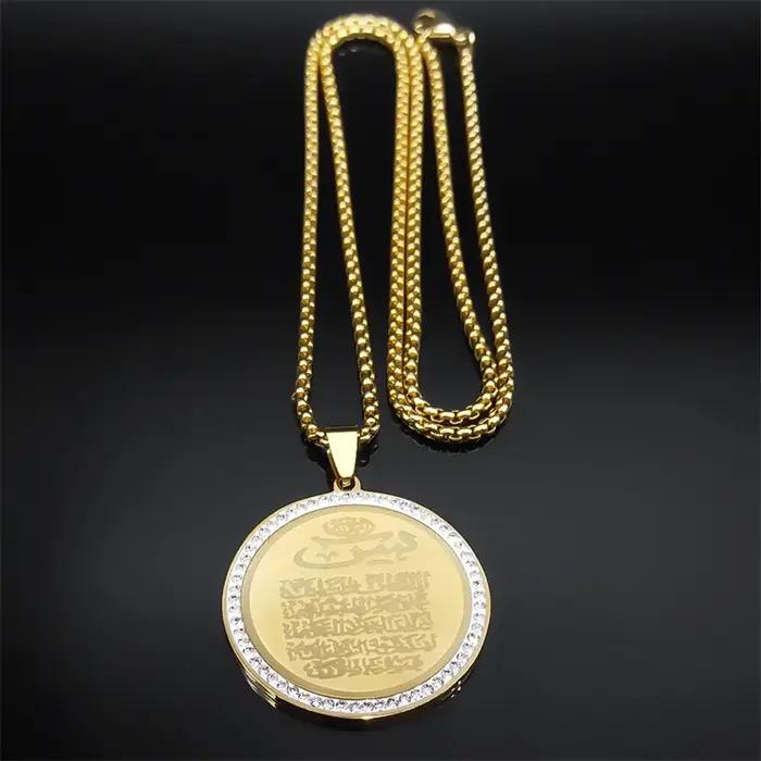 Collier de Médailles de Projecan Arabe en Acier Inoxydable pour Homme et Femme