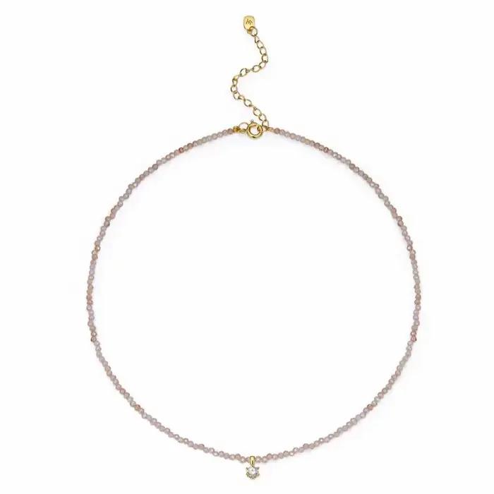 Collier en argent sterling avec zircon et moissanite champagne pour femmes