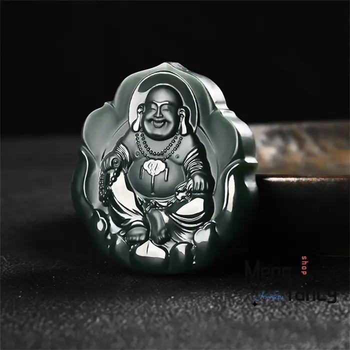Pendentif Gardien de Bouddha Guanyin en Jade Vert Hetian Style Classique Occasions Spéciales