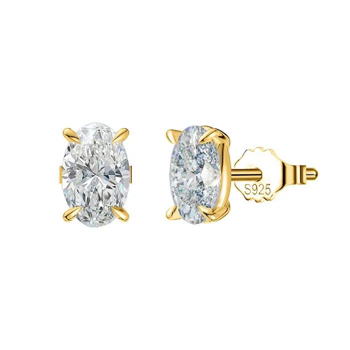 Boucles d'oreilles ovales en Moissanite pour femmes