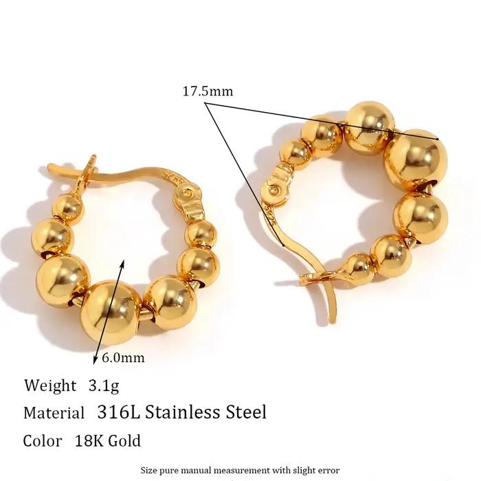 E.B.belle mignon belle Huggies petites perles boule boucles d'oreilles couleur argent doré