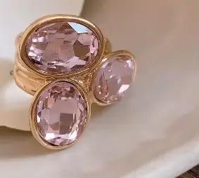 Bague ovale réglable incrustée de cristaux rétro, bijoux de doigt minimalistes de luxe