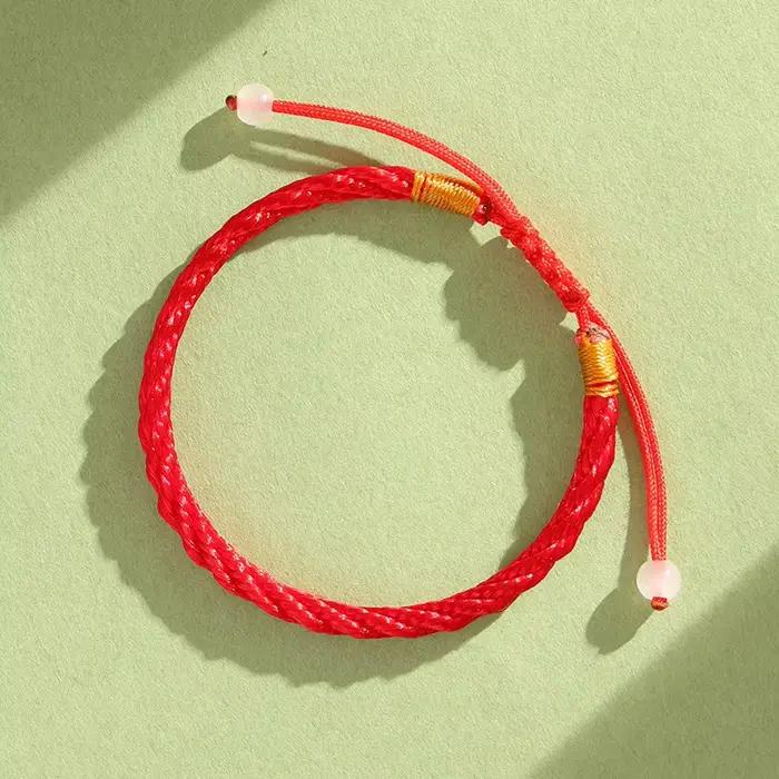 Bracelet tressé à la main en fil rouge porte-bonheur, 1 pièce, Braslet ethnique réglable pour hommes