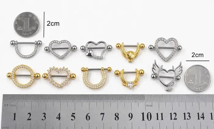 1 paire de bijoux de piercing pour les mamelons en titane