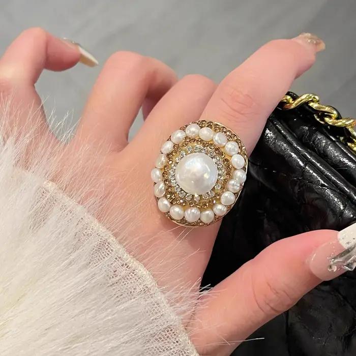 Bague en perles baroques de Style Court rétro pour femmes, avec bijoux tendance réglables