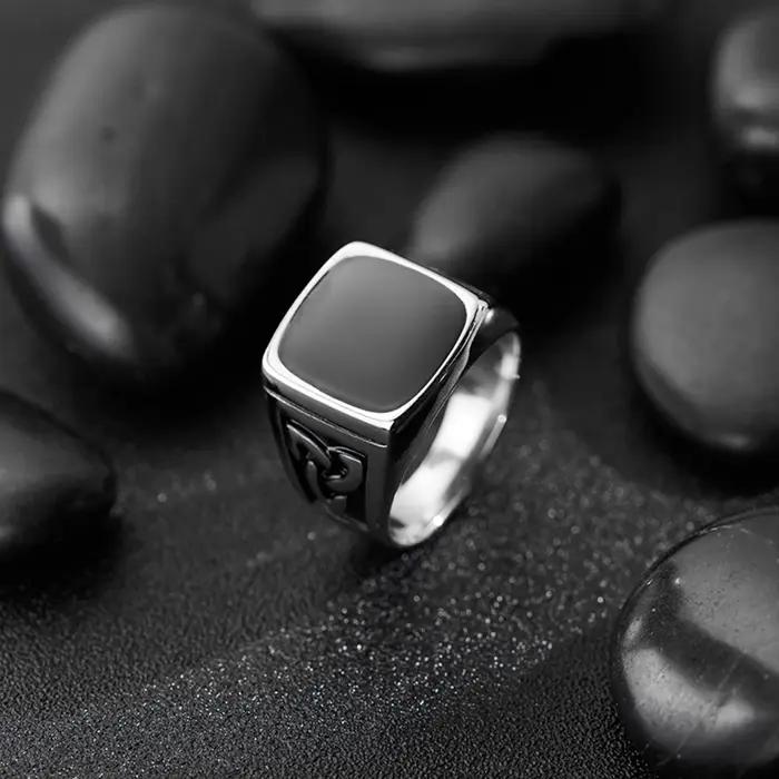 Bague chevalière Vintage Punk Viking pour hommes