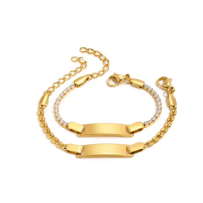 Bracelet personnalisé en acier inoxydable doré avec nom gravé pour filles occasions spéciales anniversaire mariage engagement