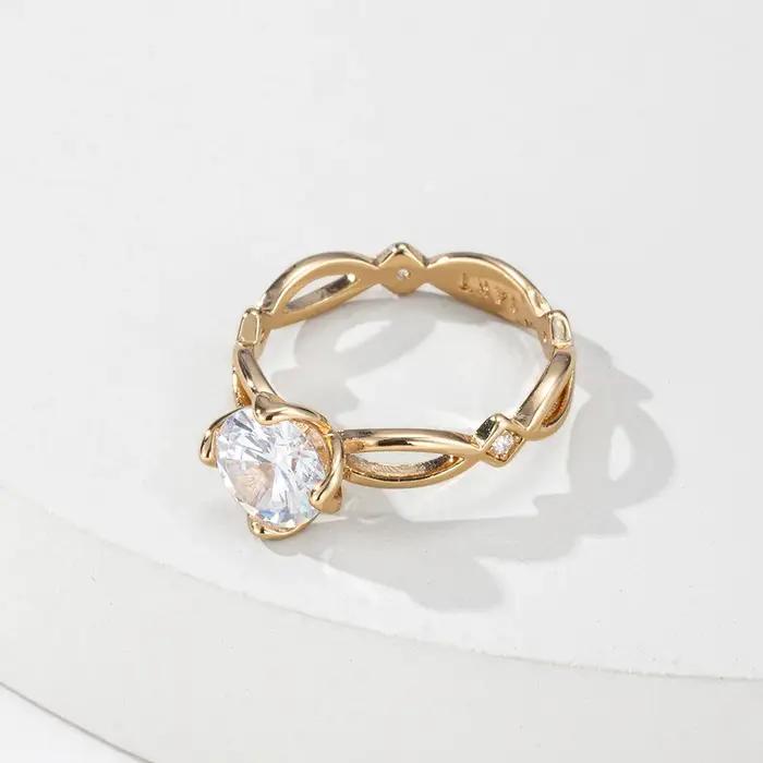 Bague en Zircon plaqué or 14K pour femmes