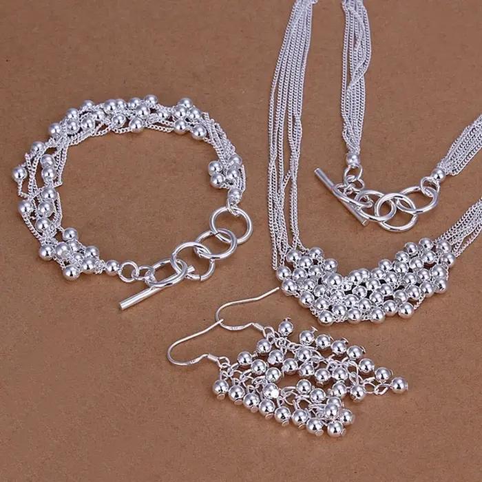 Collier, bracelets et boucles d'oreilles en argent sterling 925 pour femmes