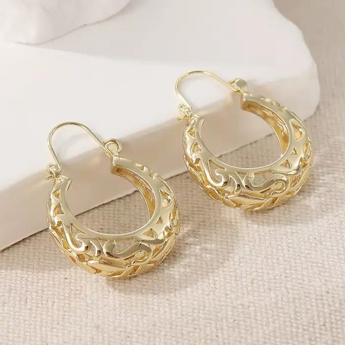 Boucles d'oreilles Vintage sculptées à la main