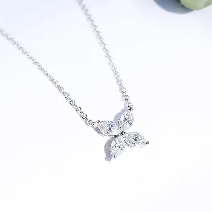 Collier en argent Sterling S925 avec trèfle à quatre feuilles pour femme, chaîne de luxe en Zircon A