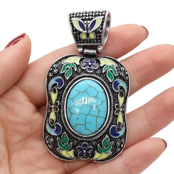 Pendentif en pierre semi-précieuse naturelle, quartz rose, breloques rétro pour bijoux à bricoler soi-même, colliers de la présidence exécutive, bracelets et boucles d'oreilles, taille 38x70mm
