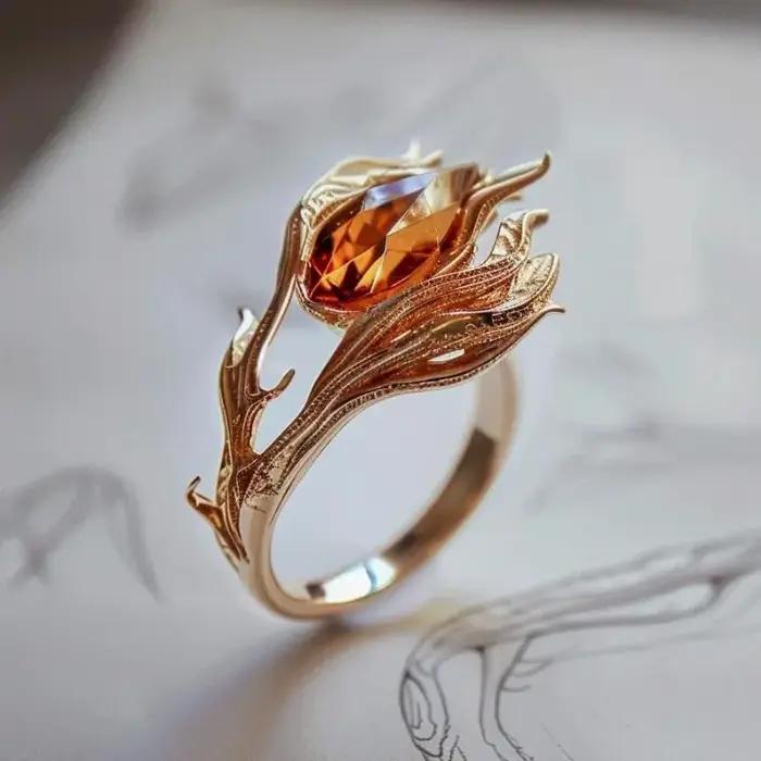 Bagues en cristal Orange pour femmes, breloque Unique, brillant, Phoenix, exquis, accrocheur, artisa