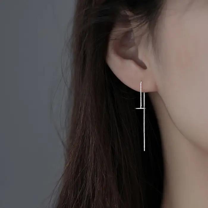 Boucles d'oreilles pendantes JOThreader en argent tibétain géométriques longues 11 cm pour femme et adolescente style fashion plaqué argent ou or