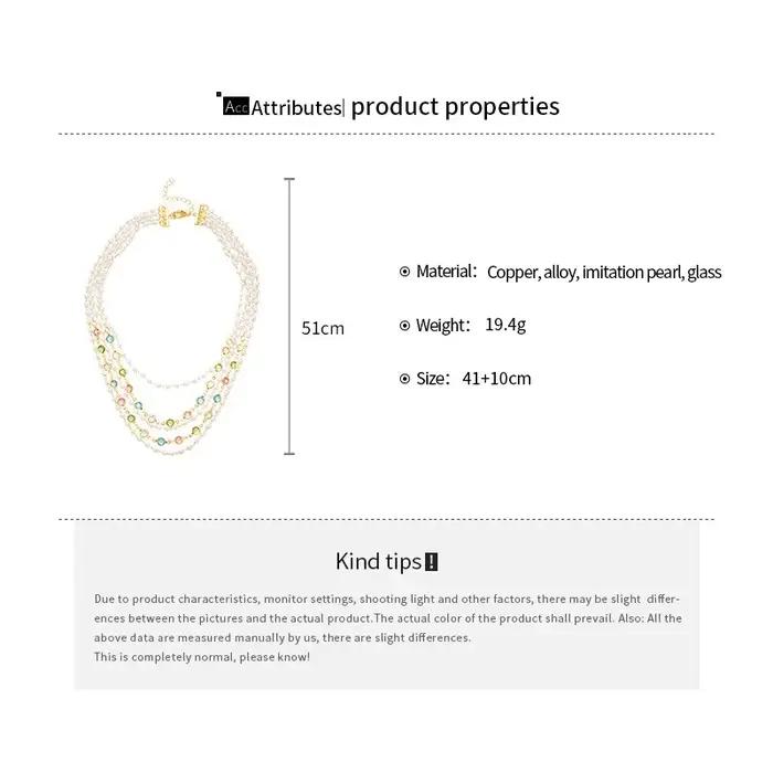 Collier de perles multicolores Dopamine chaîne de clavicule cristal multicouche élégant cadeau de luxe pour femmes occasions spéciales
