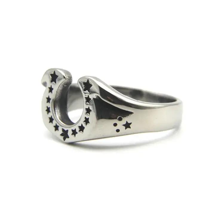 Bague fer à cheval solide en acier inoxydable 316L