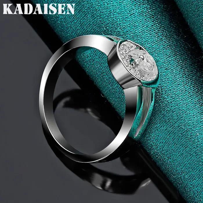 Zircon pleine lune en argent sterling 925 7-10 # Bague pour femme