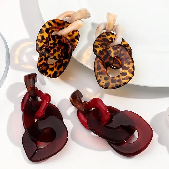 Grandes boucles d'oreilles Punk en acrylique rhomboïde géométrique
