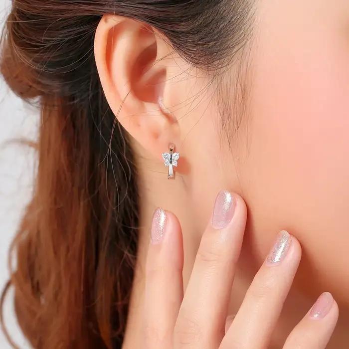 Boucles d'oreilles créoles papillon en argent 925 pour femmes bijoux princesses occasions spéciales zirconium cristal elegant à offrir