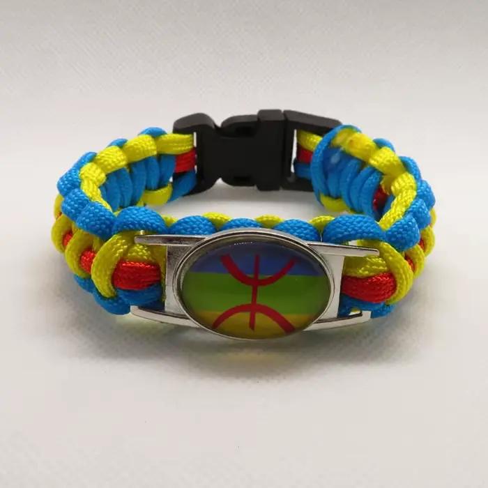 Bracelet drapeau berbère d'amour, breloque faite à la main, paracorde, pour femmes et hommes, bijoux cadeau